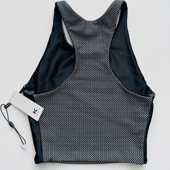 Koral  Crop Activewear Racer Tank Top Black / White ( S ) - Picture 3 of 3